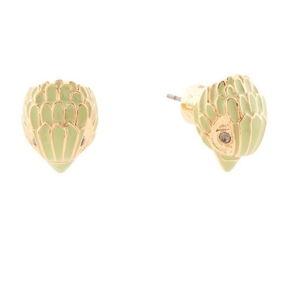 Kurt Geiger Earrings Lime Green & Gold*EAGLE POSTS*Dustbag*Care Card*NEW - Picture 1 of 4